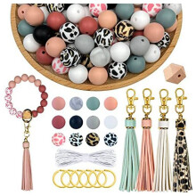 100 Pezzi di Perline nel Silicone per la Realizzazione di Portachiavi, Kit di Perline nel Gomma da 15 mm per Cordini per Bracciali con Portachiavi e