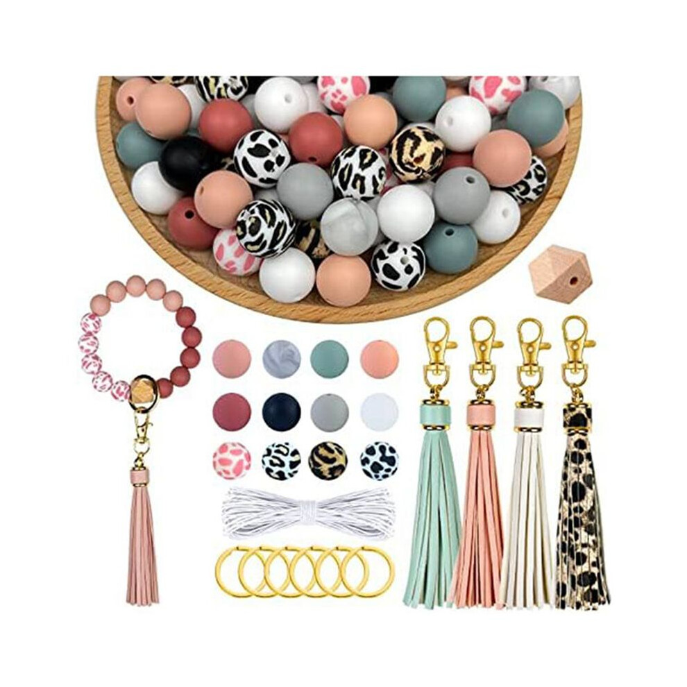 100Pcs Silicone Beads For Keychain Making,15Mm Rubber Beads Kit For Bracelet Lanyards With Key Rings And Tassels 4713874451026