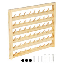 54 Spool Sewing Thread Stand, Wall Mount Sewing Thread Stand with Hook, Wooden Embroidery Organizer for Sewing