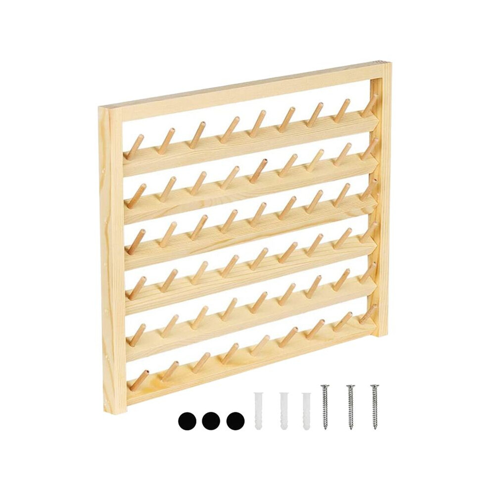 54 Spool Sewing Thread Stand, Wall Mount Sewing Thread Stand With Hook, Wooden Embroidery Organizer For Sewing 6132829007534