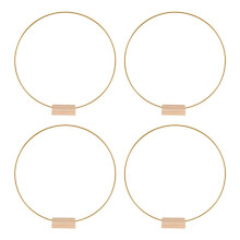 4 PCS 12 Inch Metal Floral Hoop Centerpiece for Table, Metal Wreath Ring with 4 PCS Wood Place Card Holders for DIY