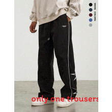 (Black, XXL) Embroidered Starry Sky Mens Joggers With Loose Fit And Summer Style Casual