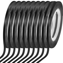 10 Rullar 1/8 Whiteboard-Tejp Tunn Vit Board-Tejp Linjer Pinstripe Dry Erase Art Tape Elektrisk Tejp, Svart