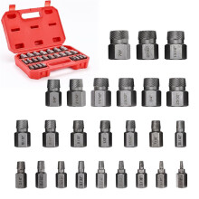 25Pcs Screw Extractor Set Hex Multi-Spline Easy Out Bolt Extractor Set, Heavy Duty Metric EZ Out Rounded Screw Remover
