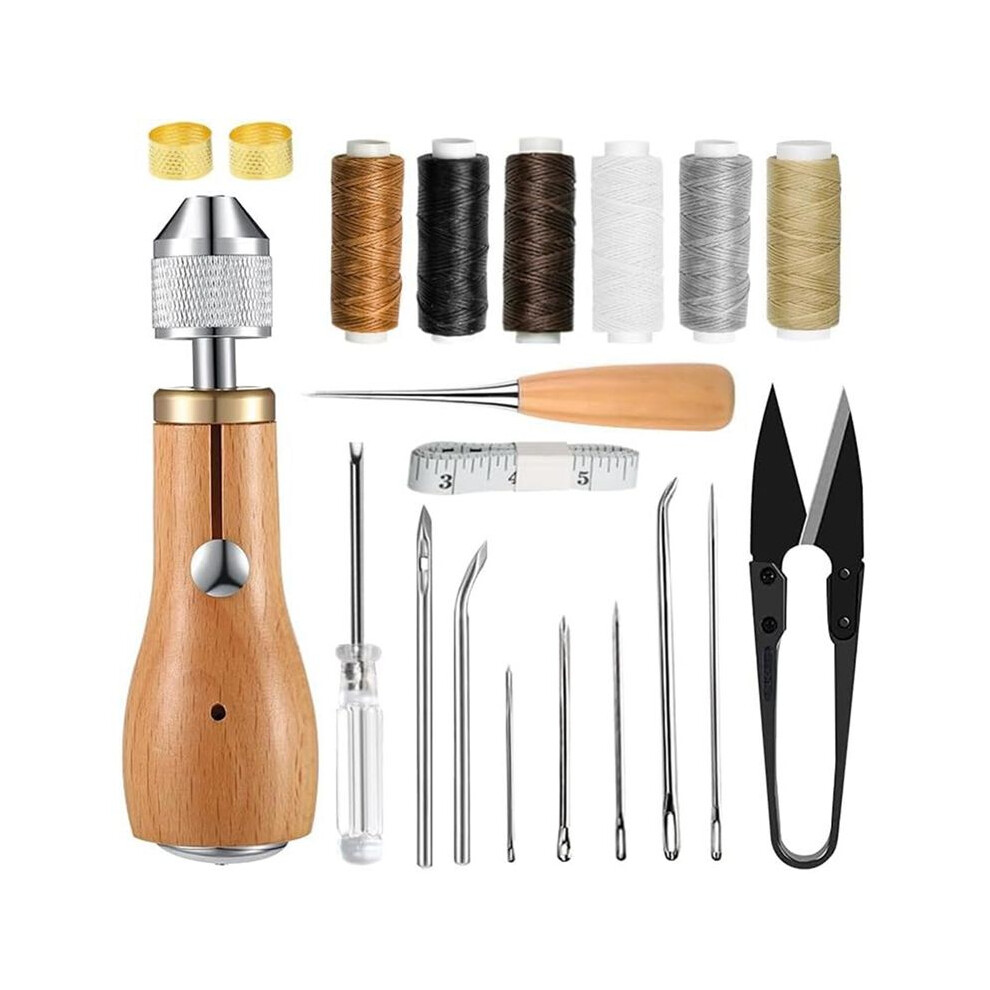 Sewing Awl Kit, Portable Awl Tool Stitching Leather Sewing Awl Thread Kit, Leather Sewing Waxed Thread Kit 6133606714508