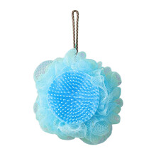 (Blue, 50g comb bath flower) 2-in-1 Massage Bath Ball with Comb, Soft Polyester Mesh