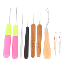 9 Pieces Bent Hook Crochet Needle Set Hook Dreadlocks Tool Crochet Needle Hair Locking Tool for Braid Hair Carpet Making