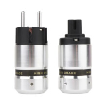Hifi Figure 8 IEC C7 Plug Audio Rhodium Plated Schuko Male Connector+C7 IEC Female Plug Socket,EU Plug
