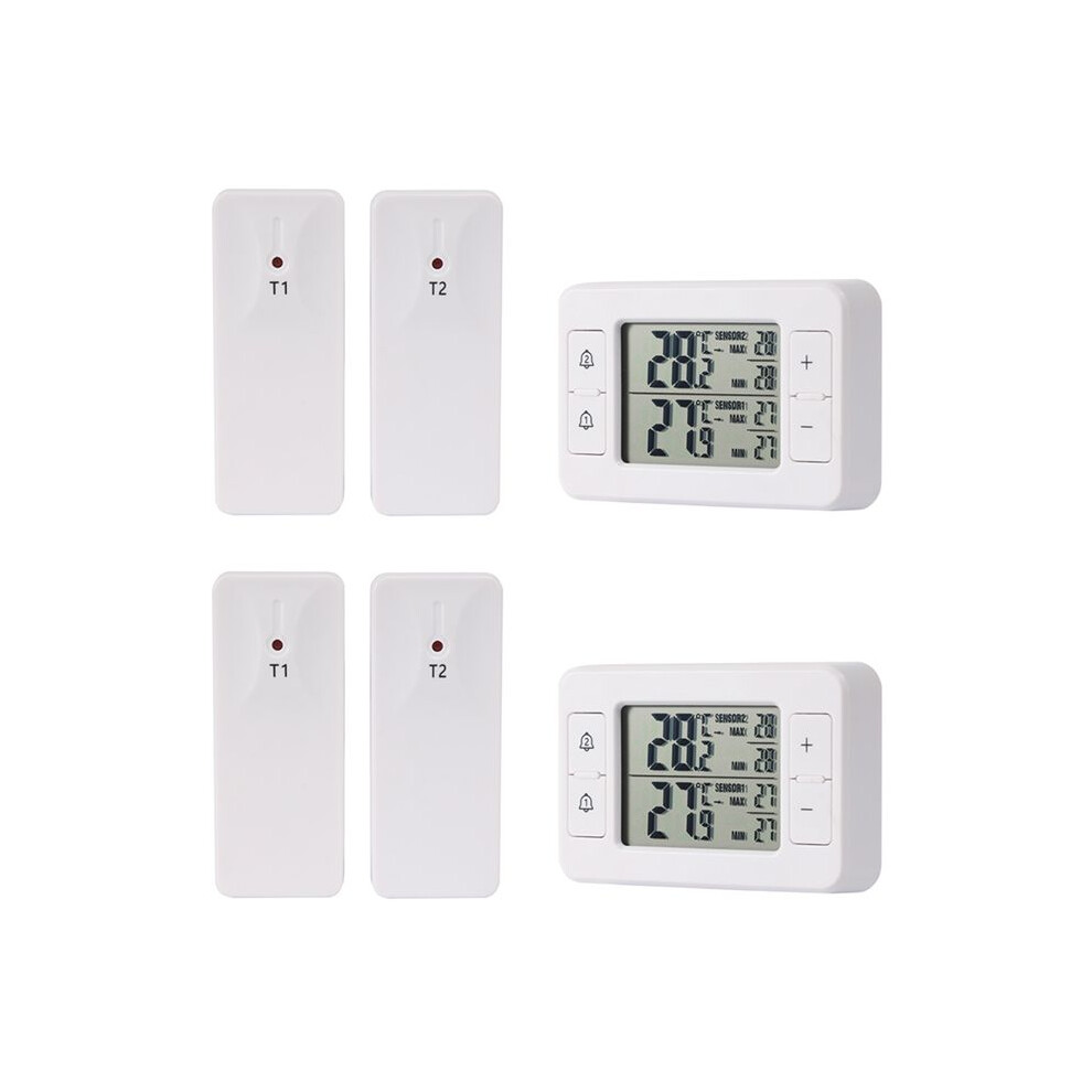 Jojomino 2Set Household Refrigerator Cold Storage Electronic Thermometer One Tow Two Wireless Transmission Thermometer With Alarm