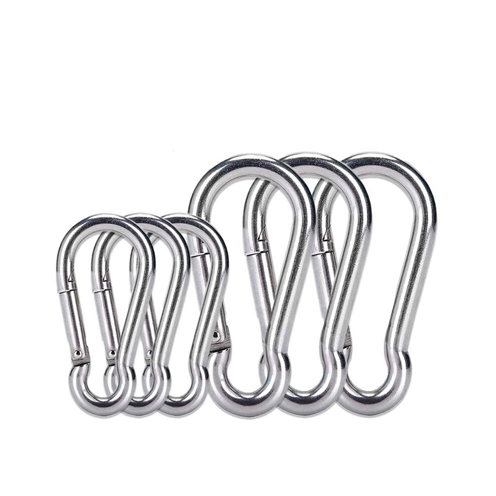 6Pcs Stainless Steel Spring Snap Hook Carabiner, Small Carabiner, Stainless Steel Clips For Flags Climbing(M6 And M8) 4711066187357