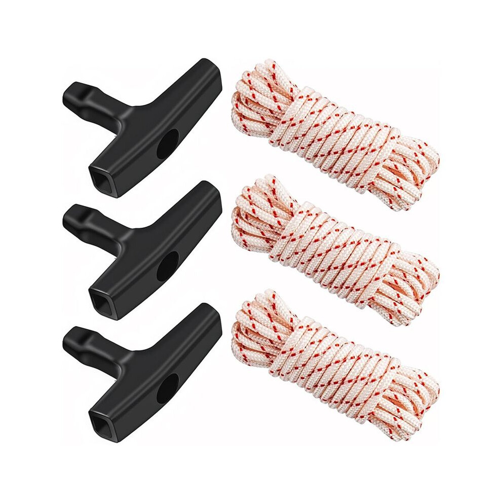 3Pack 10 Ft X 9/64In(3.5Mm) Pull Cord Rope With Starterhandle, Braided Ropes With High Tensile Strength For Lawn Mowers 4714185128706