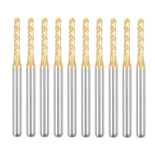 10PCS Titanium Coat Carbide End Mill Engraving Milling Cutter CNC Router Bits for PCB Machine, 1/8 Inch Shank 2Mm