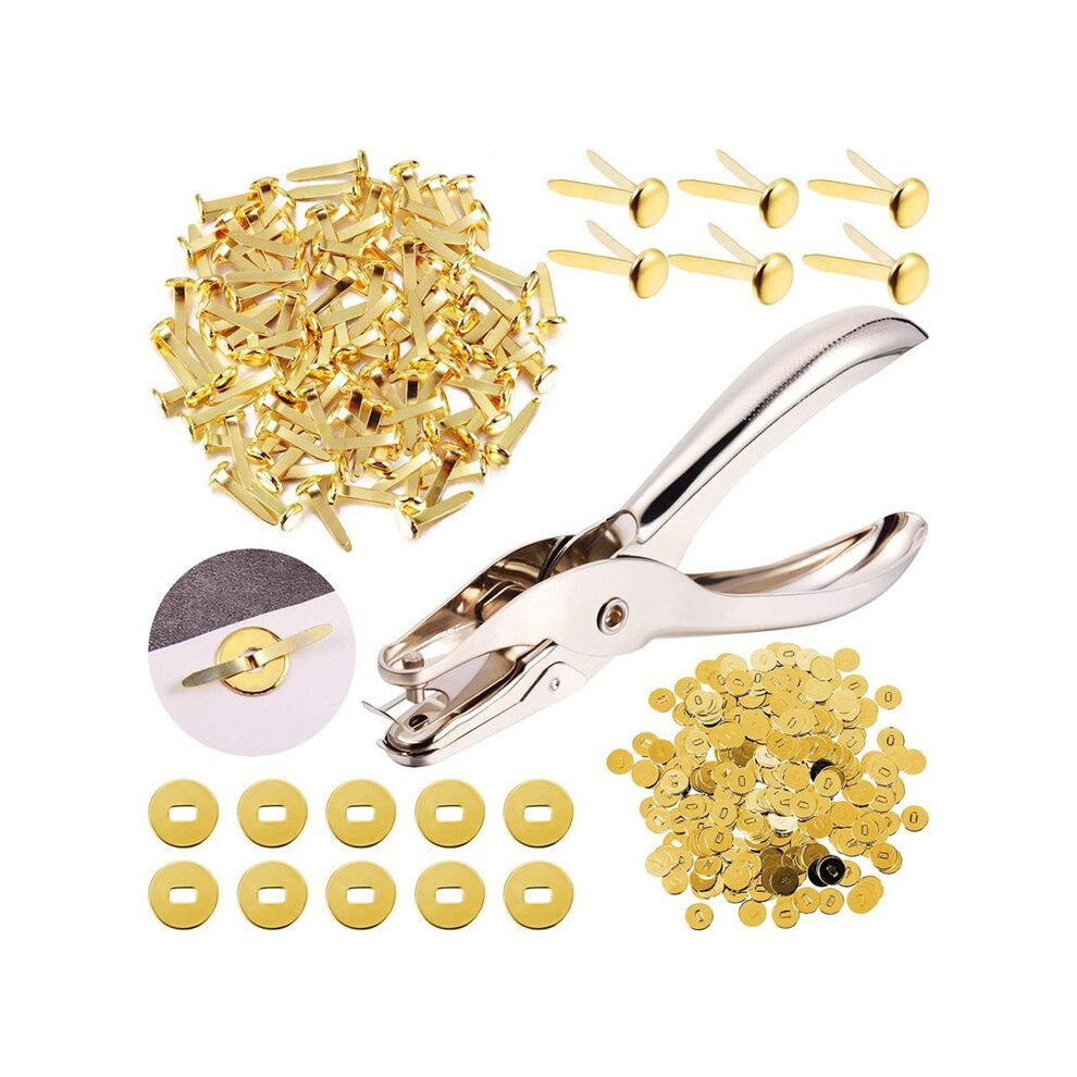 300 Pieces 3/4 Inch Brass Paper Fasteners Paper Brads, And 300 Pieces Plated Brass Washers With Hole Punch Gold, 20Mm 6032742717698