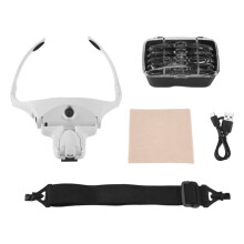 Hands Free Headband Magnifying Glass, Usb Charging Magnifier With Led Light Jewelry Watch Hobby 5 Lenses 1.0X 1.5X 2.0X 2.5X 3.5X