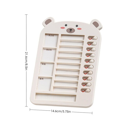 (Off-white (bear style)) Reusable Weekly Punch Card Board for Task Planning