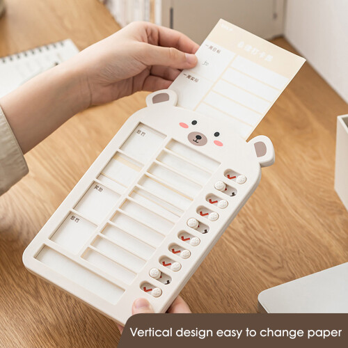 (Off-white (bear style)) Self-Discipline Punch Card Board Reusable Weekly Routine Chart Schedule Board for Efficient Task Management and Planning