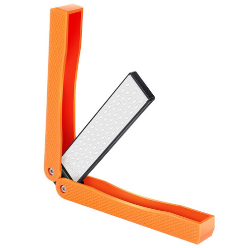 Double Sided Diamond Sharpener, Handheld Fine Coarse Diafold Blades Sharpening Stone 400/600 Grit Orange