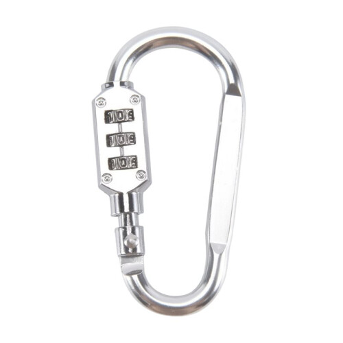 with combination padlock 3 digits numbers padlock carabiners silver