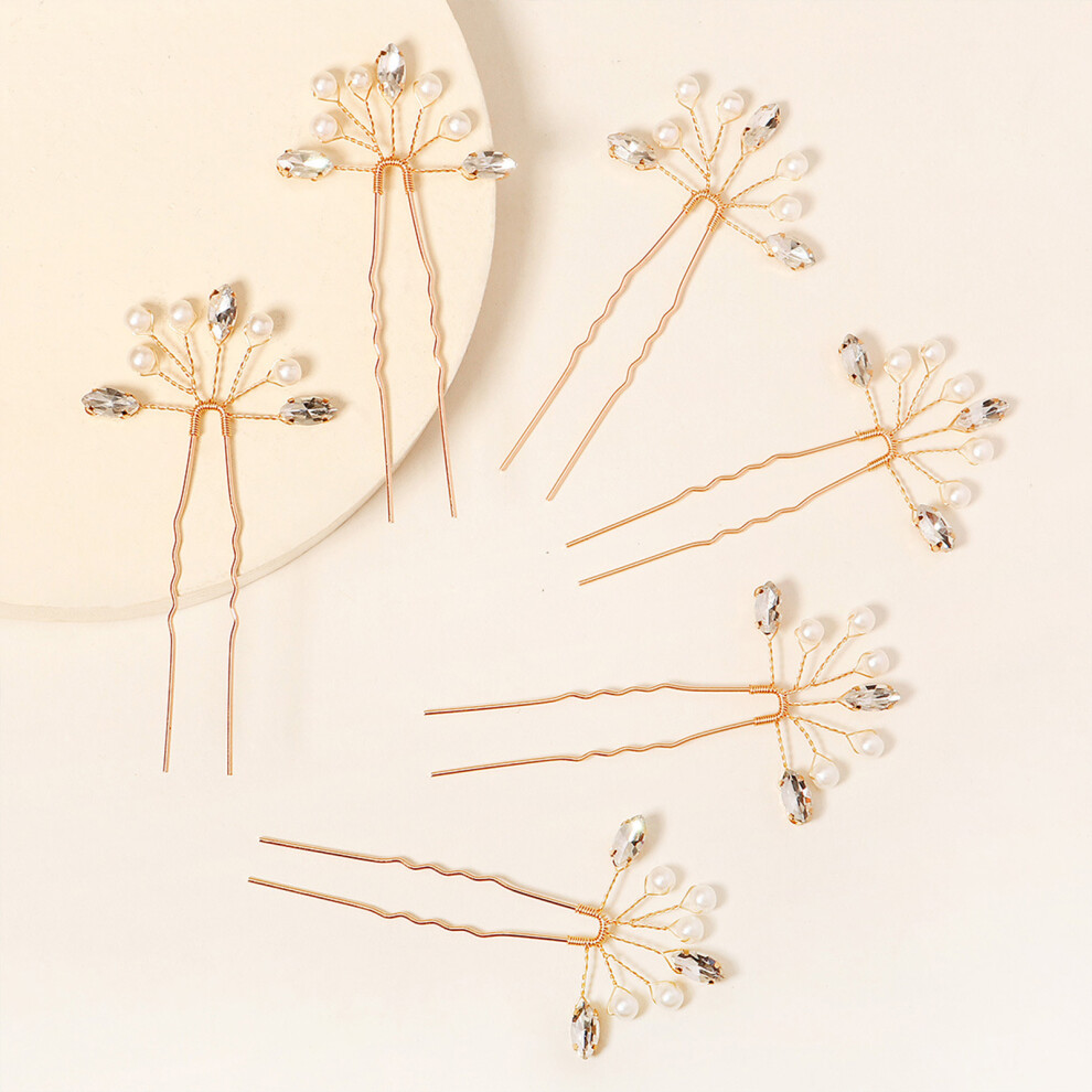 Zhouq-Outdoors Rhinestone Pearl Hairpin For Thick Hair