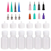 6 Pcs Glue Applicator Bottles, 30ml Plastic Squeezable Dropper Bottles for Glue Applications, Paint Quilling