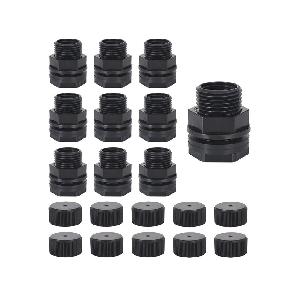 10Pack Garden Hose Bulkhead Fitting With Plug, Dual 1/2Inch Female Npt X 3/4Inch Male Ght Bulkhead Tank Fitting 4712293726951
