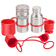 1/2-Zoll-NPT-Hydraulikkupplungen für Kompaktlader, Schnellkupplungen mit Flacher Oberfläche und 2 Staubschutzkappen