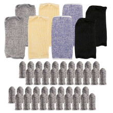 4Pair Cut Burn Resistant Sleeves Arm Protection Sleeves Forearm Protectors for Thin Skin and Bruising with Finger Cover