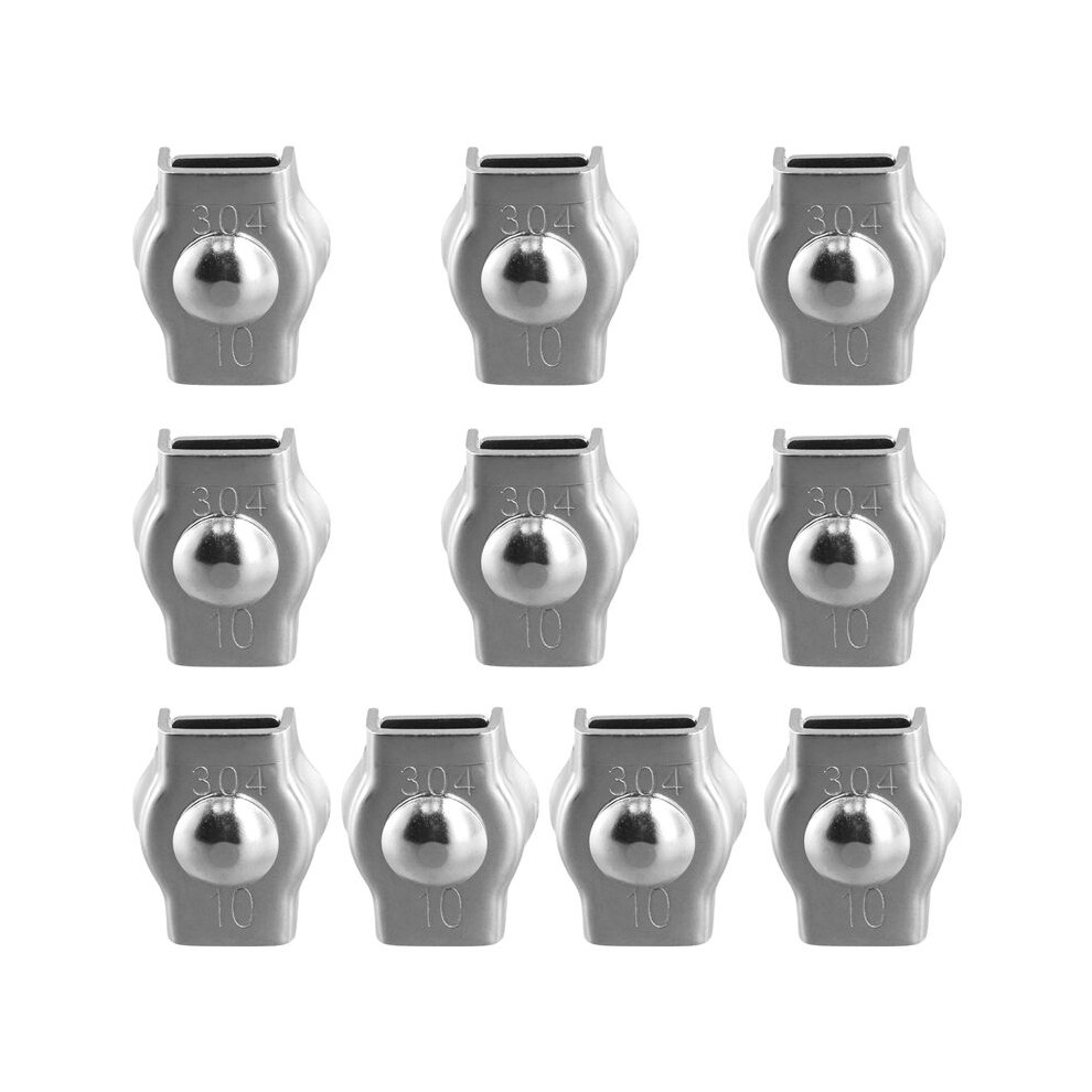 10Pcs Clamps, Wire Cord Clamps, Stainless Steel 304 Cable Clamps, Wire Rope Steel Cable Fixing Clip M10 4712538934431