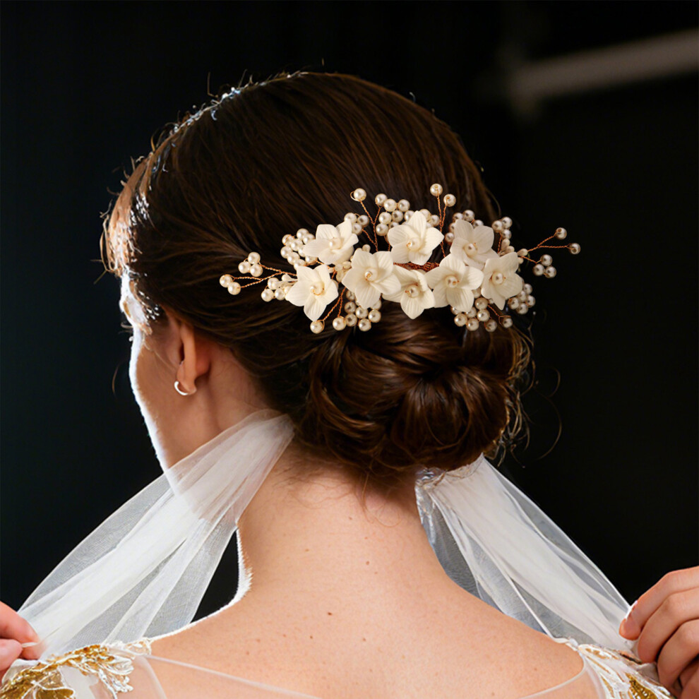Reach-Tools Elegant Resin Pearl Hair Comb For Weddings