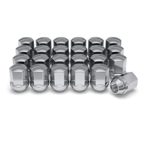 1709D-24AM Solid Piece Chrome M14x1.50 Duplex Bulge Lug Nut for Select Chevy///Ram, 24 Pack