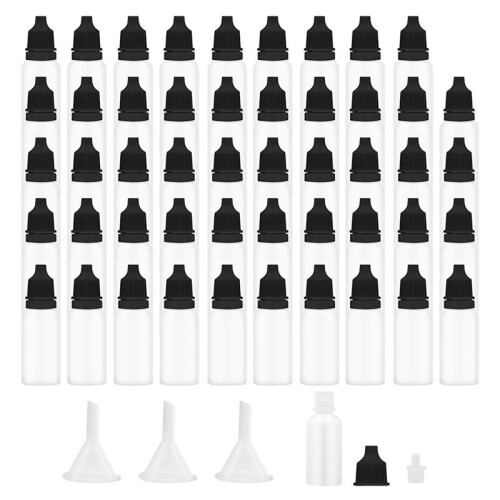50Pcs Small Empty Squeeze Dropper Bottles Plastic Thin Tip Dropper Bottles 15ML Portable Squeezable Liquid Dropper Black 1