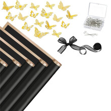 20 Sheets Flower Bouquet Wrapping Paper Set, Floral Wrapping Paper Florist Supplies with 48 Pcs 3D Gold Butterflies