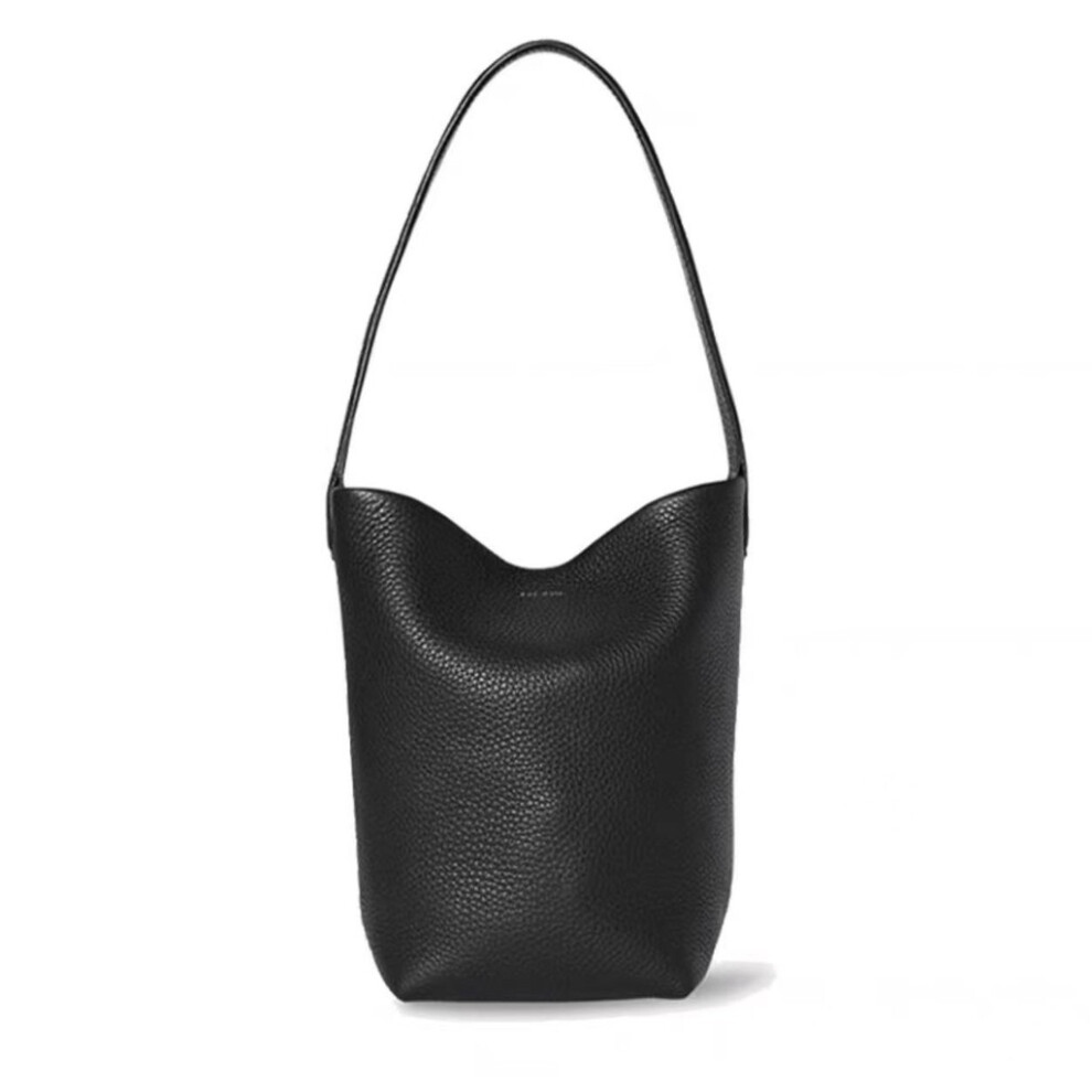 (Black Large) Stylish The Row Versatile Leather Bucket Tote Bag For Casual Outfits Professional And