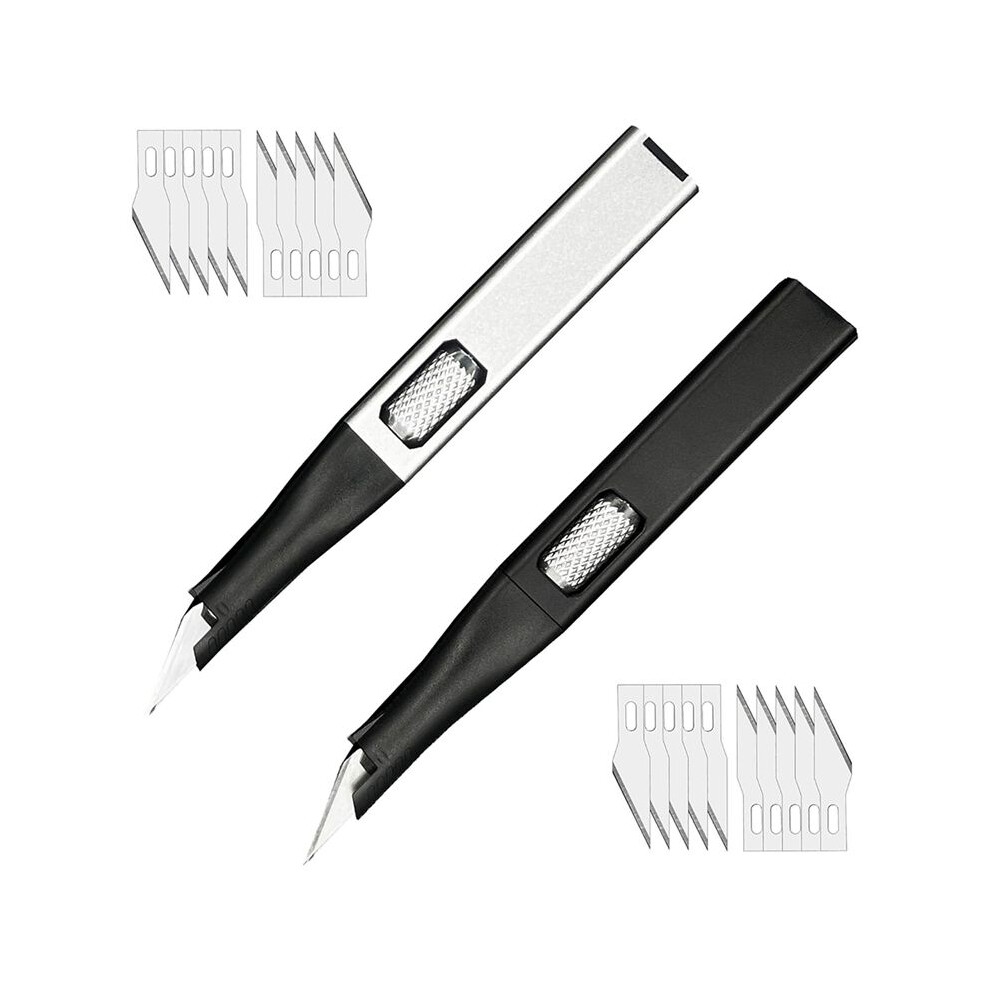 Jojomino Hobby Knife Set For Crafting, High Precision, Exacto Knife For Art, Modle Making, Built-In Box, And Black/Silver