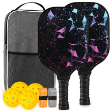 Pickleball Paddle, Fiberglass Pickleball Set with 2 Pickleball Paddles, 4 Pickleball Balls, 1 Portable Carry Bag