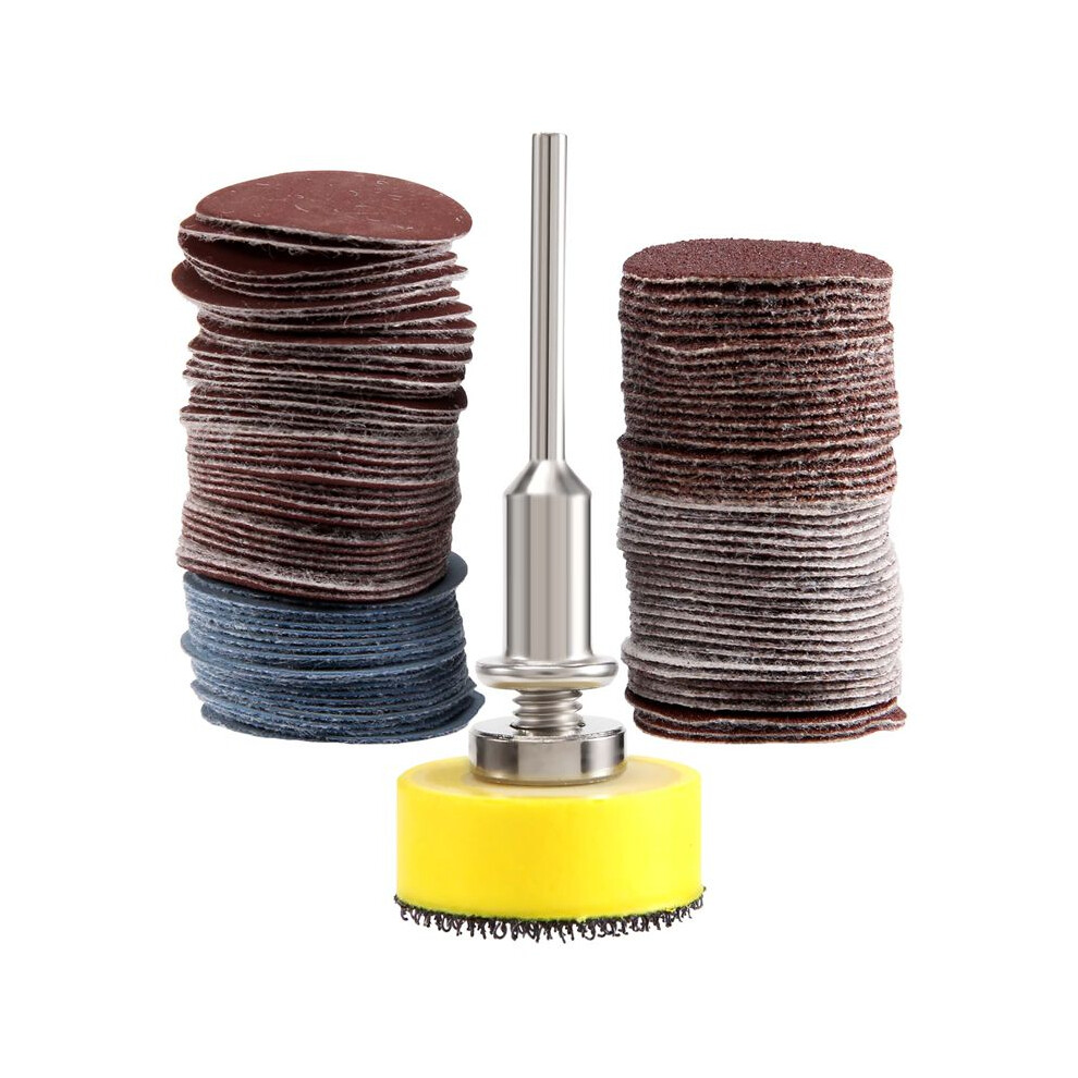 100Pcs 25Mm 1 Inch Sander Disc Sanding Disk 100-3000 Grit Paper With 1Inch Abrasive Polish Pad Plate + 1/8 Inch Shank For Rotary Tool 4713198867657