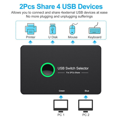 USB KVM  USB 3.0 KVM USB Switcher for Keyboard Mouse Printer Mi Box 2Pc Port Sharing 4Pcs Device USB Hub 2