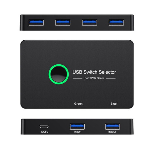 USB KVM  USB 3.0 KVM USB Switcher para teclado mouse impressora Mi Box 2Pc Port Sharing 4Pcs Device USB Hub 2