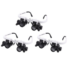 3Pcs -Mounted Microscope Jeweler Magnifier with LED Light 8X/15X/23X Magnifying Magnifier Loupes Repair Tool
