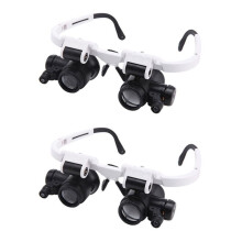 2Pcs -Mounted Microscope Jeweler Magnifier with LED Light 8X/15X/23X Magnifying Magnifier Loupes Repair Tool