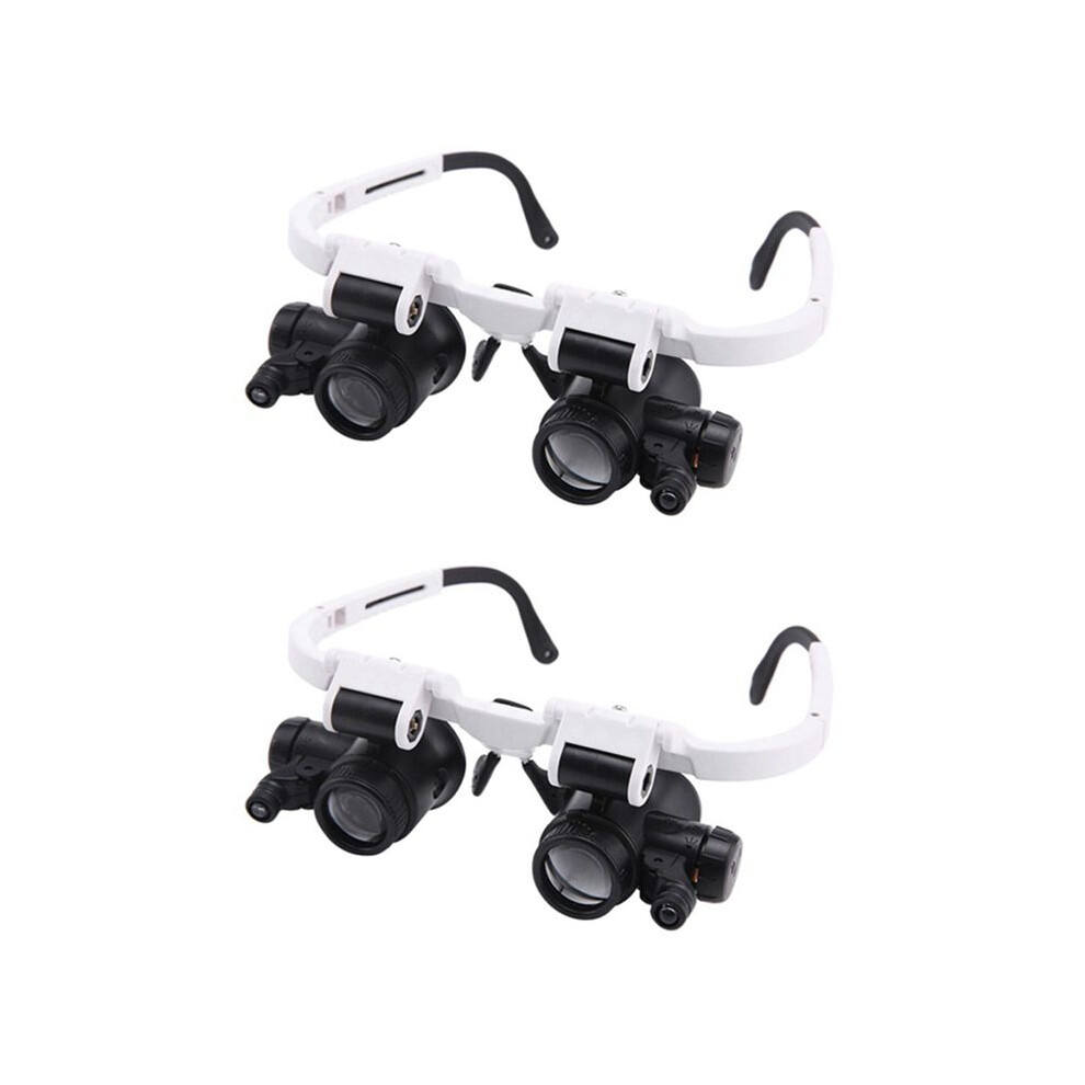2Pcs -Mounted Microscope Jeweler Magnifier With Led Light 8X/15X/23X Magnifying Magnifier Loupes Repair Tool 6132158544410