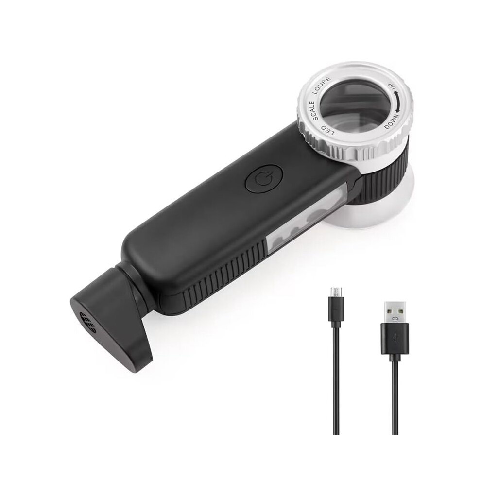 Jojomino Light 30X Jewelry Loupe With 7 Usb Rechargeable Foldable Handheld Magnifying Glass With Jade Appraisal Flash
