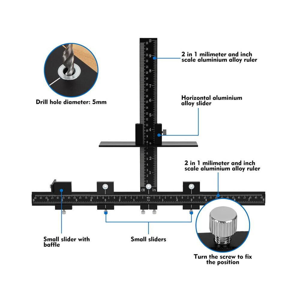 Aluminum Cabinet Hardware Jig,Punch Locator Drill Guide,Wood Drilling Dowelling Guide For Installation Of Handles Knobs 6031368595574