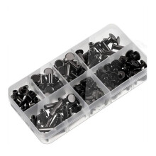 90Sets Chicago Screws Kit,6 Sizes Screw Rivets Metal Chicago Binding Screws for DIY Repair Leather Belt Black-Grey