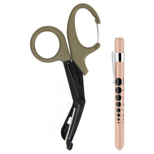 Lampe Stylo pour Infirmières et Ciseaux Médicaux, Lampes Stylo LED avec Jauge D'Élève, Ciseaux à Bandage EMT de 7,5 Pouces, A