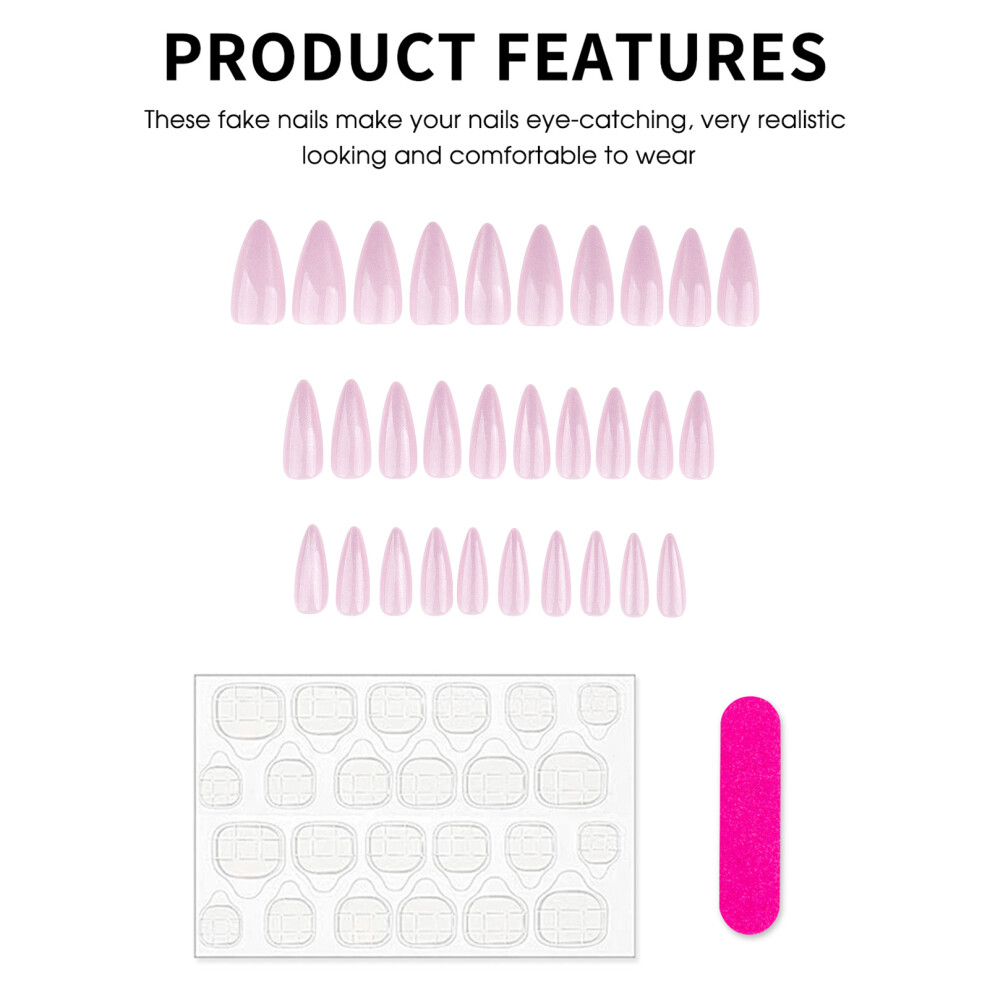 Zhouq-Outdoors Pink Cat Eye Almond Nail Tips For Stage Wear