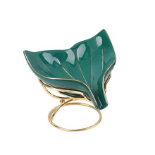 Soap Dish, Self-Draining Jewelry Holder, Fishtail Soap Dish Ceramic Soap Dish for Shower, Bathroom(Green)