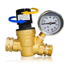 Wasserdruckregler für Wohnmobile, Wasserdruckregler Aus Messing mit Verstellbarem Griff, Manometer und Einlasssiebfilter für Wohnmobile