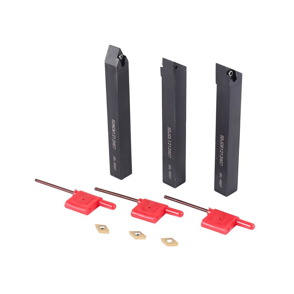 3Pcs 1/2 Inch Cnc Lathe Carbide Turning Tools Indexable Holder Set Sdncn1212h07 + Sdjcl1212h07 + Sdjcr1212h07+3Pcs Dcmt070204 Insert 6033301720876