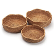 Brotkörbe Aus Rattan, Rund, Geflochten, Obstschalen, Schlüsselhalter, Stapelbar, Zur Aufbewahrung Von Snacks, Obst, Gemüse, Natürlich, 3er-Set